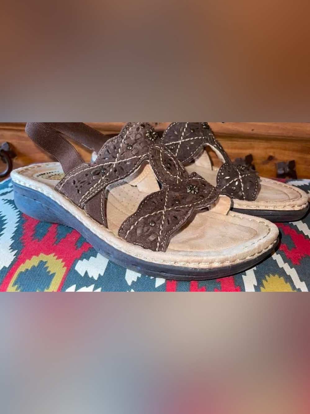 Spirit Brown Decorative Women's Leather Sandals